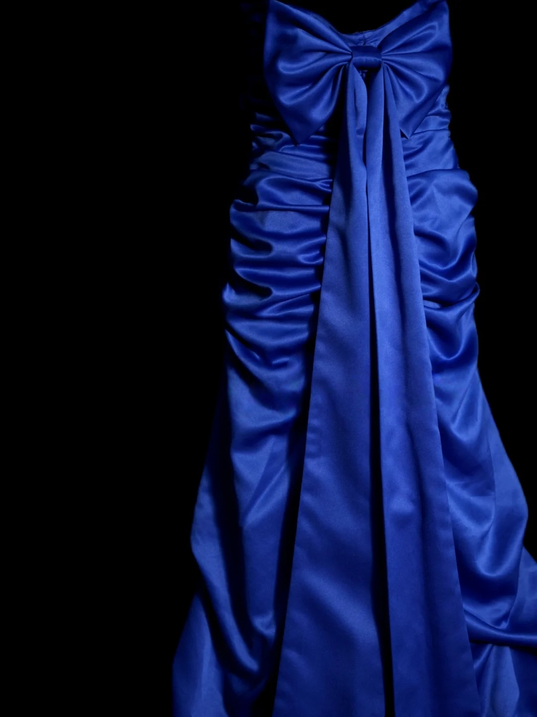 Sweetheart Royal Blue Satin Prom Dress Formal Evening Party Dress With Bow  P498