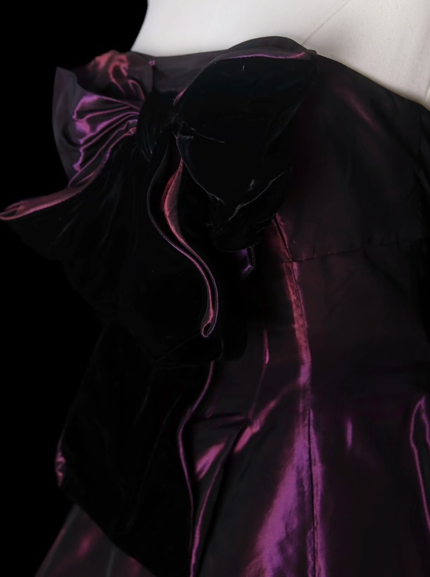 Strapless Purple Taffeta Prom Dress With Bow Elegant Formal Party Dress  P499
