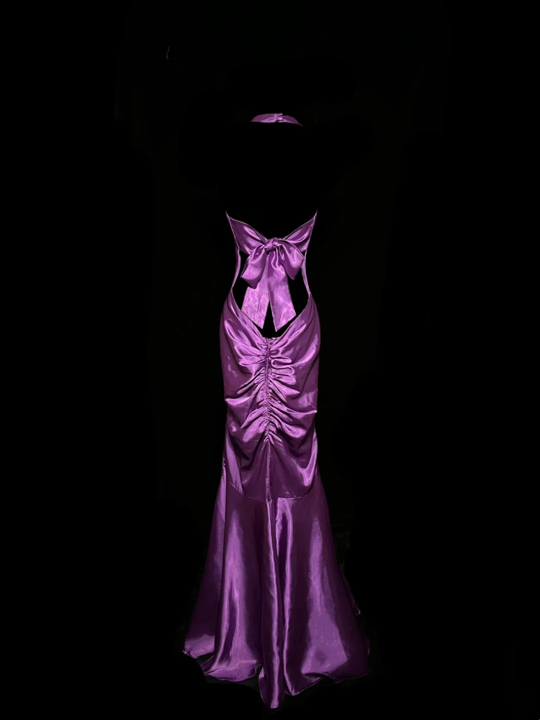 V Neck Purple Long Prom Dress Satin Evening Dress Formal Dress P50