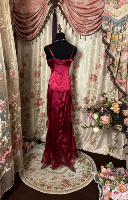 Satin Burgundy Prom Dress Formal Dress Evening Gowns P501