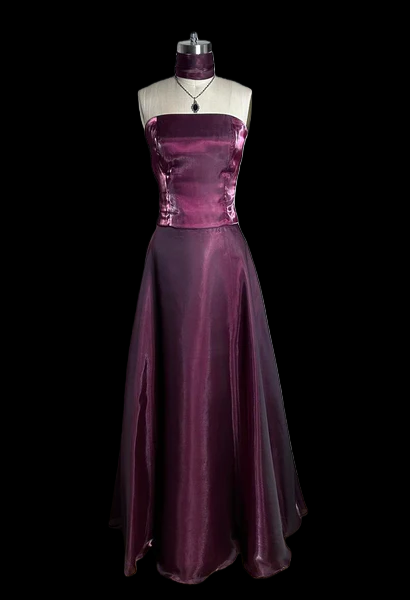 Strapless Purple A Line Prom Dress Retro Formal Party Dress P505