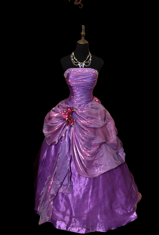 Purple Ball Gown Sweet 16 Birthday Dress Beaded Formal Prom Dress  P507