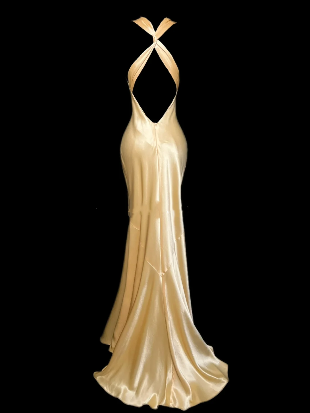 Backless Yellow Stain Prom Dress Mermaid Formal Dress P51