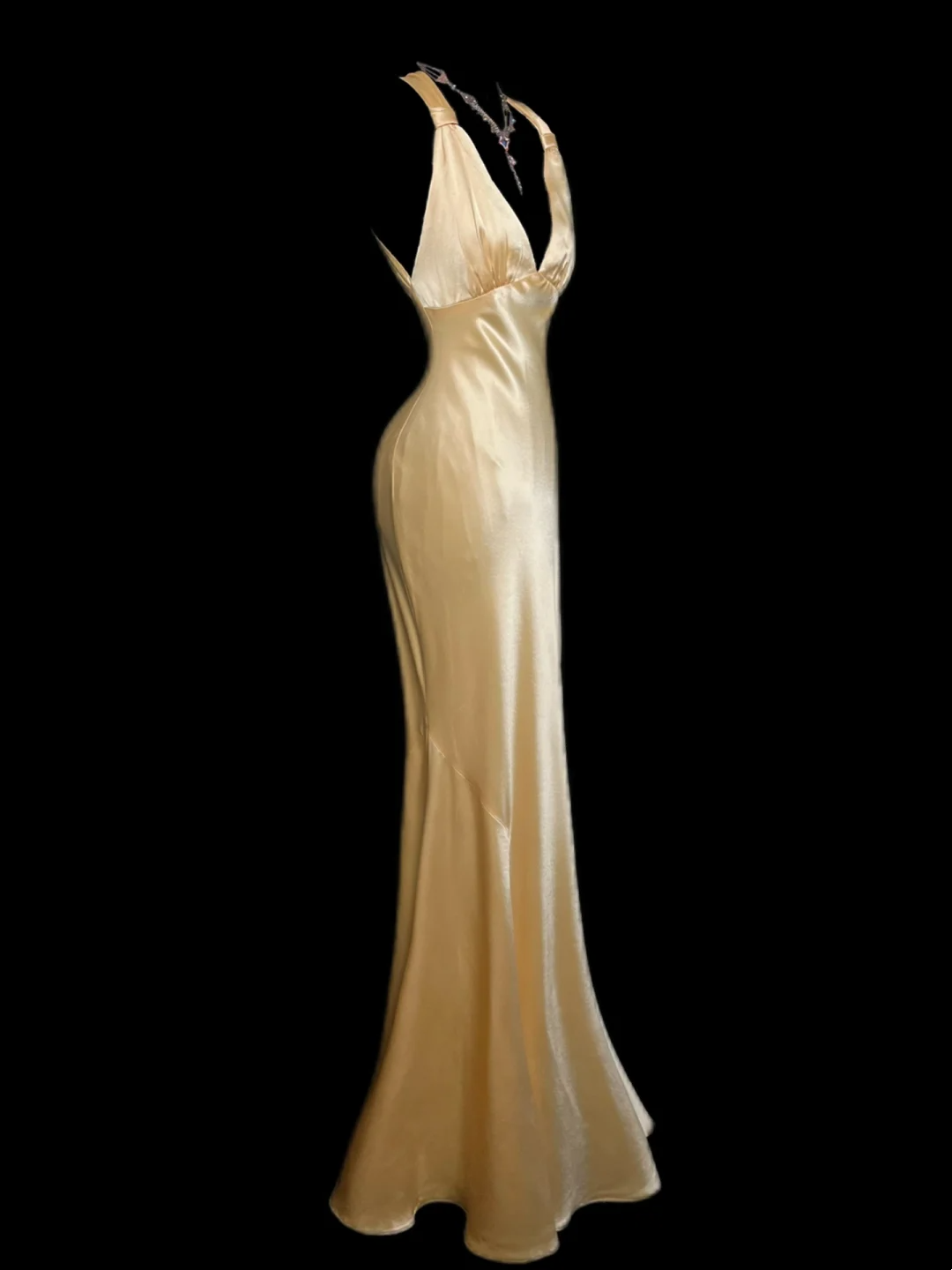 Backless Yellow Stain Prom Dress Mermaid Formal Dress P51