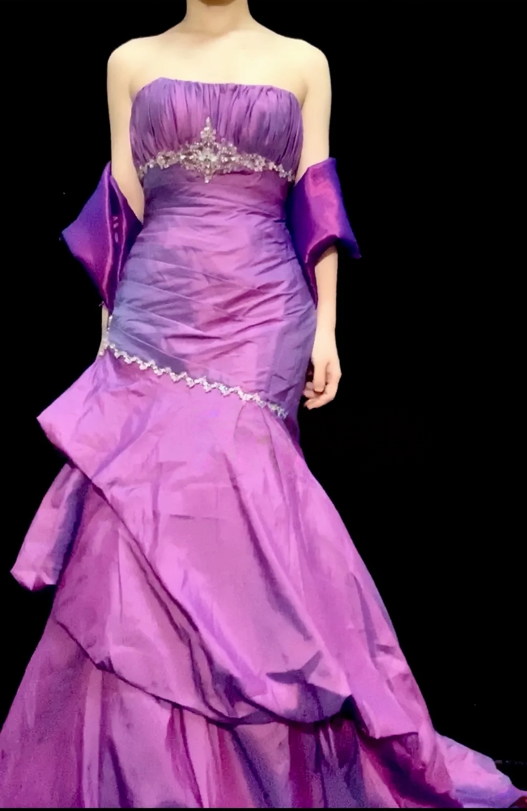 Strapless Purple Prom Dress Beaded Retro Formal Dress  P520