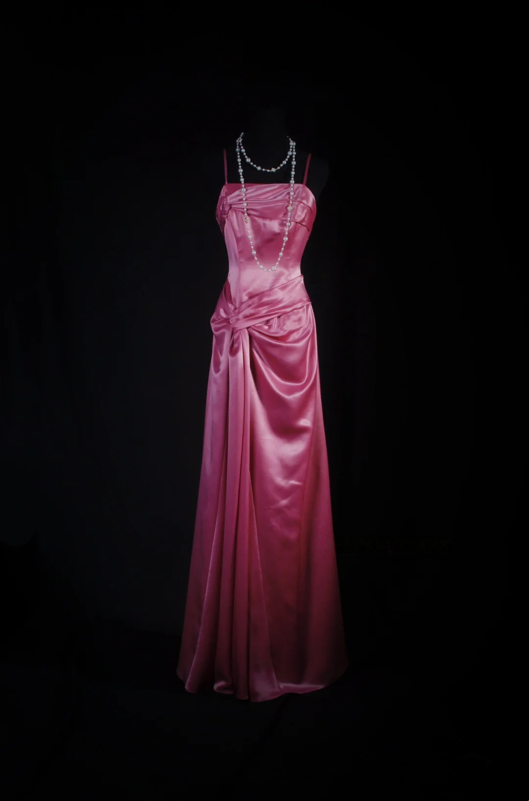Spaghetti Straps Pink Satin Prom Dress A Line Evening Dress  P521