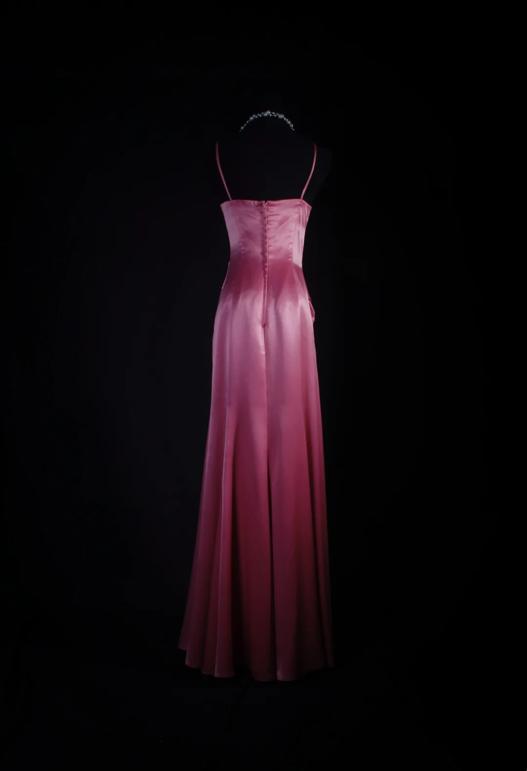 Spaghetti Straps Pink Satin Prom Dress A Line Evening Dress  P521