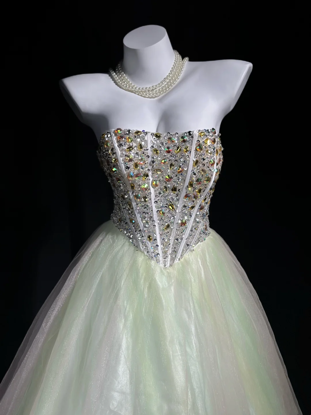 Strapless Colorful Tulle Prom Dress Beaded Evening Dress Princess Birthday Dress  P528