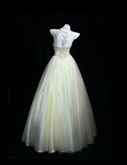 Strapless Colorful Tulle Prom Dress Beaded Evening Dress Princess Birthday Dress  P528