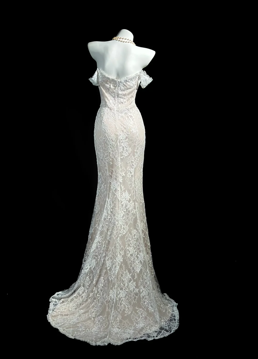 Off The Shoulder Lace Evening Dress Mermaid Wedding Dress For Bridal  P529