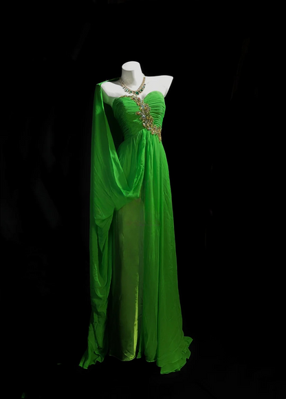 Sweetheart Green Chiffon Prom Dress Beaded Formal Party Dress  P532