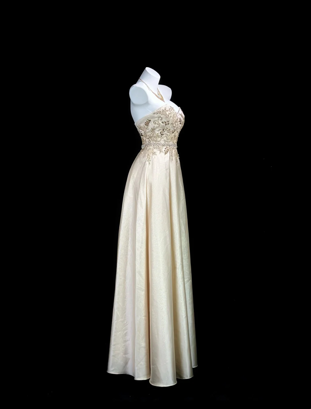 Sweetheart Gold A Line Prom Dress Appliques Formal Evening Dress  P533