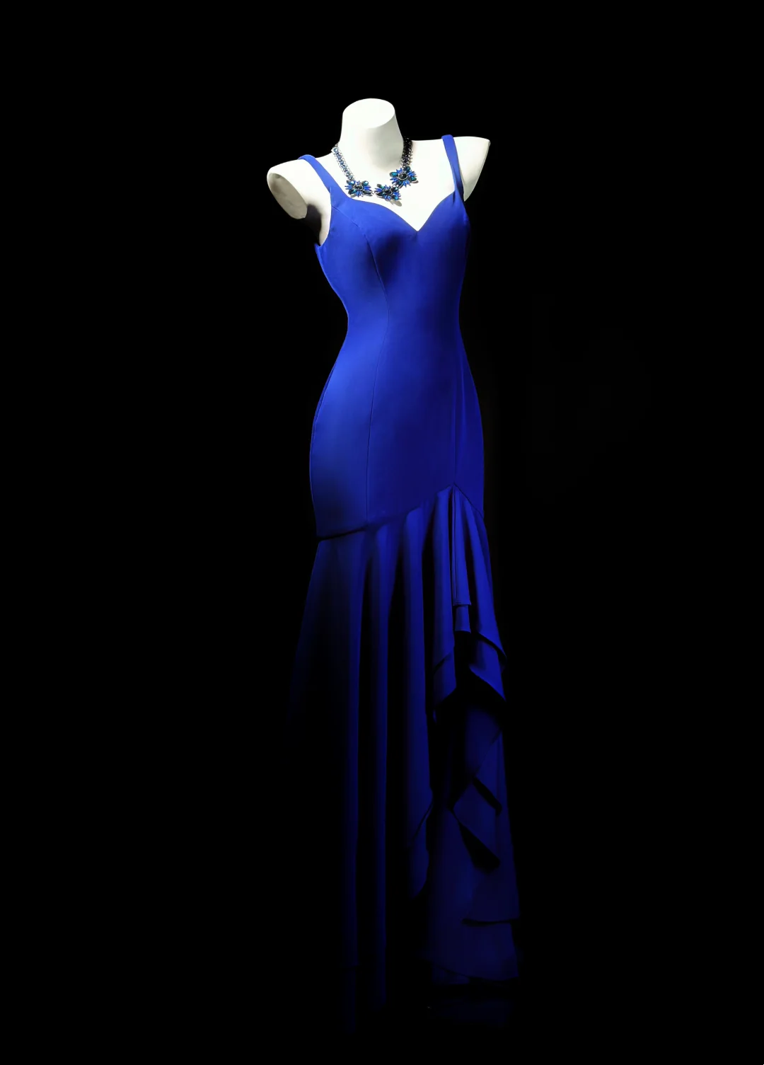 Royal Blue Mermaid Prom Dress Ruffled Slit Evening Dress  P534