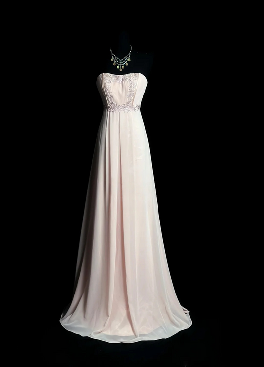 Strapless Chiffon Wedding Guest Dress Formal Prom Dress  P535