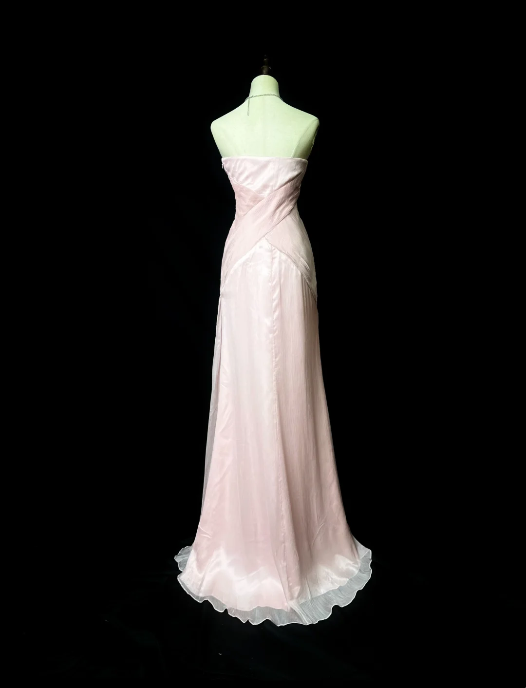 Strapless A Line Pink Chiffon Prom Dress Wedding Guest Dress  P538