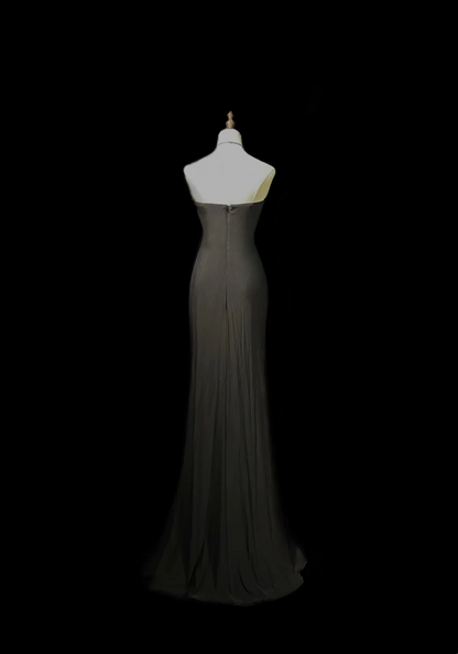 Sweetheart Black Chiffon Prom Dress Beaded Evening Dress  P539