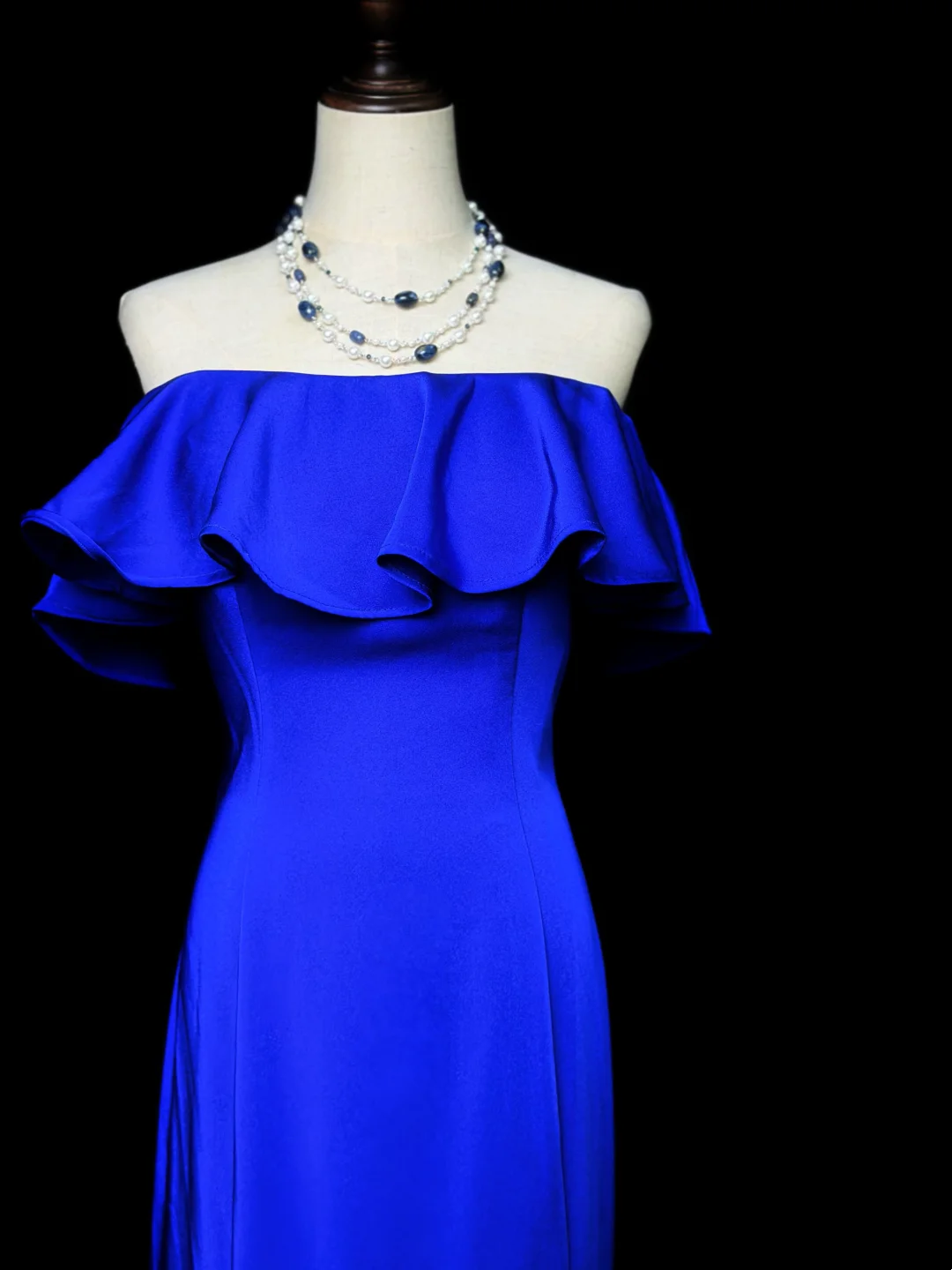 Off The Shoulder Royal Blue Mermaid Prom Dress Ruffled Evening Dress  P540