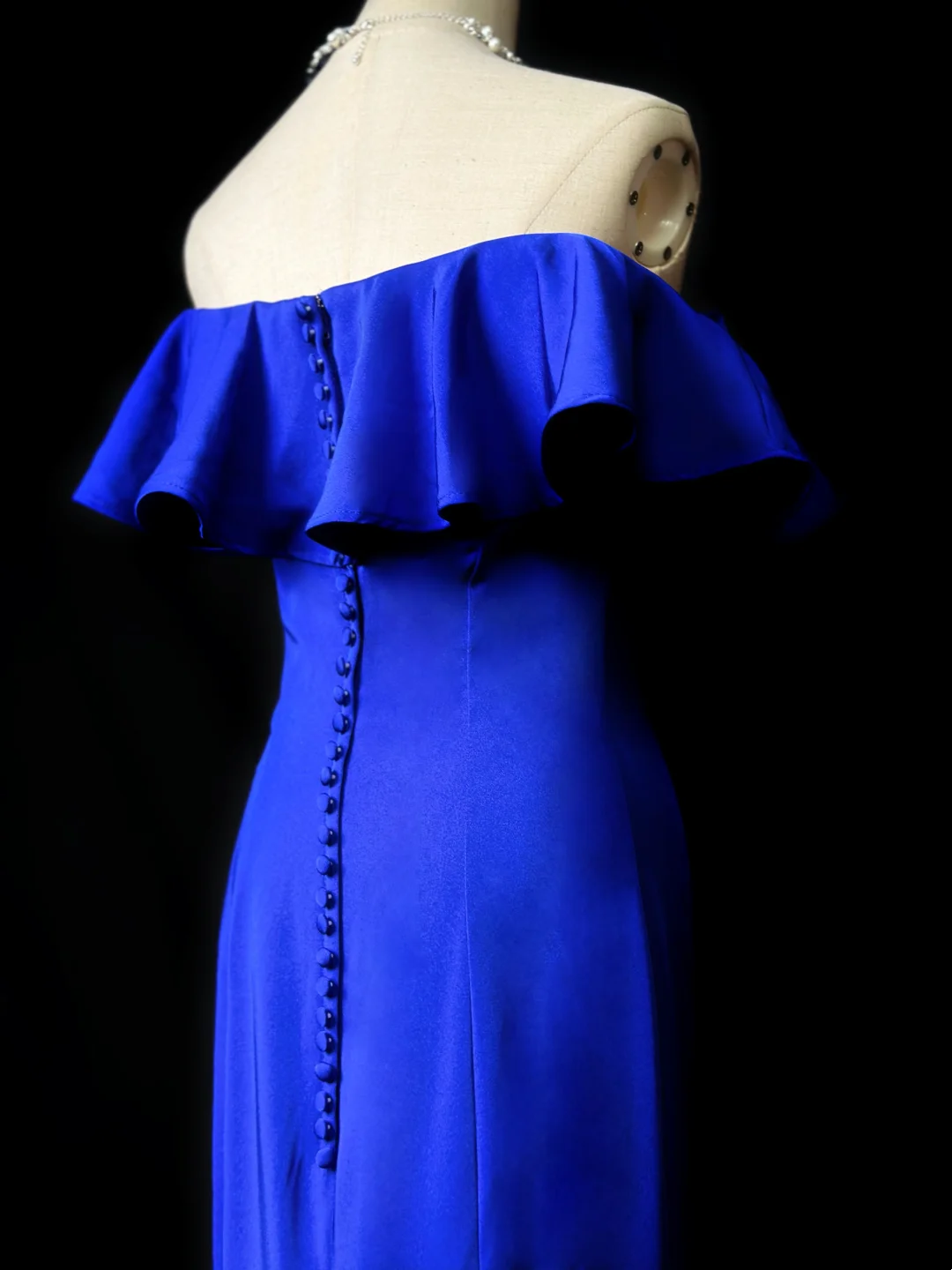 Off The Shoulder Royal Blue Mermaid Prom Dress Ruffled Evening Dress  P540