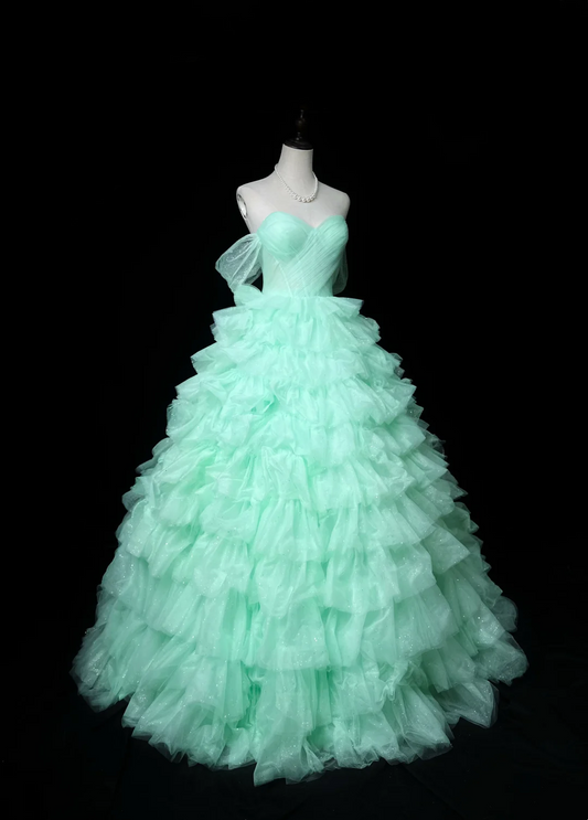 Off The Shoulder Mint Green Prom Dress Sweet 16 Birthday Dress  P544