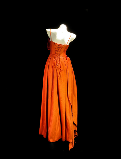 Spaghetti Straps A Line Orange Prom Dress Formal Evening Dress For Teens  P545