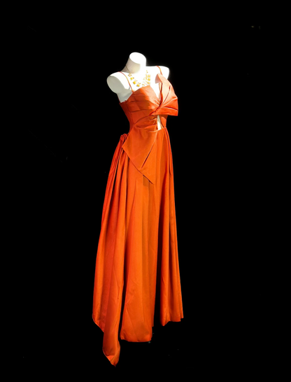 Spaghetti Straps A Line Orange Prom Dress Formal Evening Dress For Teens  P545