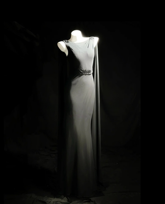 Sleeveless Black Elegant Evening Dress Mermaid Formal Dress  P546