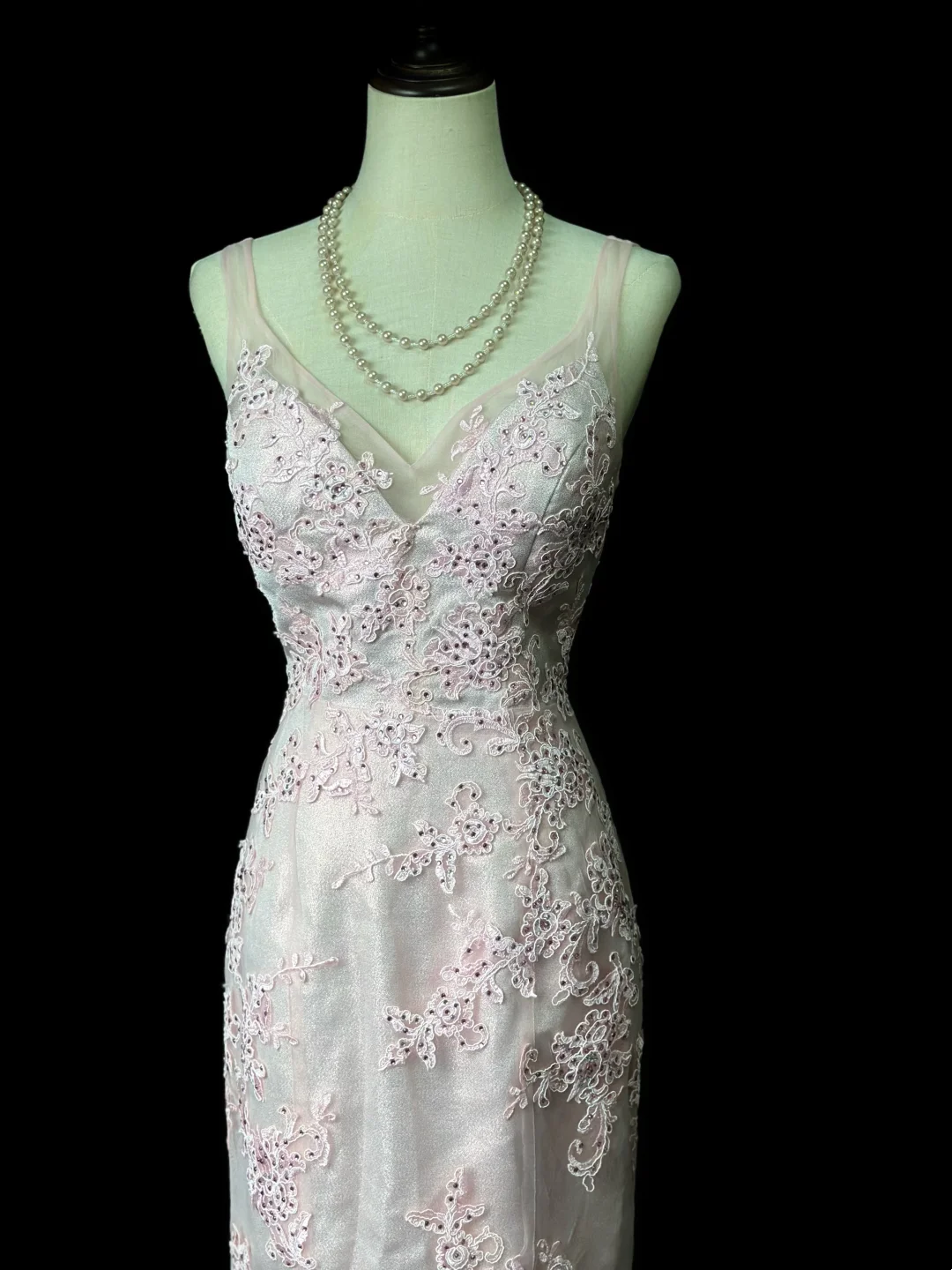 V Neck Pink Mermaid Prom Dress Appliques Evening Dress  P548