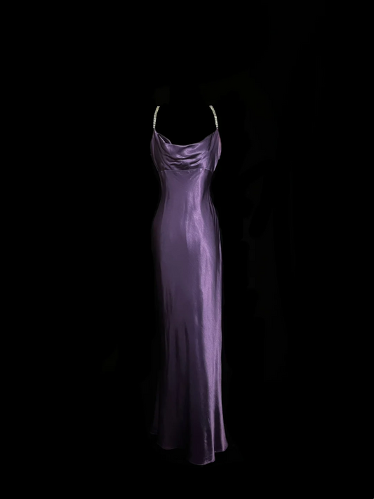 Purple Sheath Satin Prom Dress Sheath Formal Evening Dress  P55