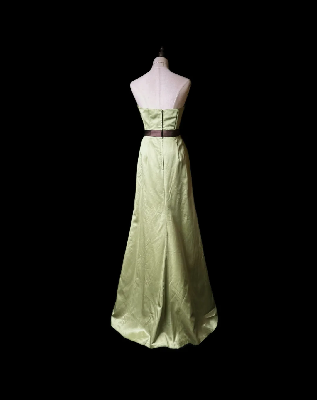 Strapless Green Satin Prom Dress A Line Formal Evening Dress  P551
