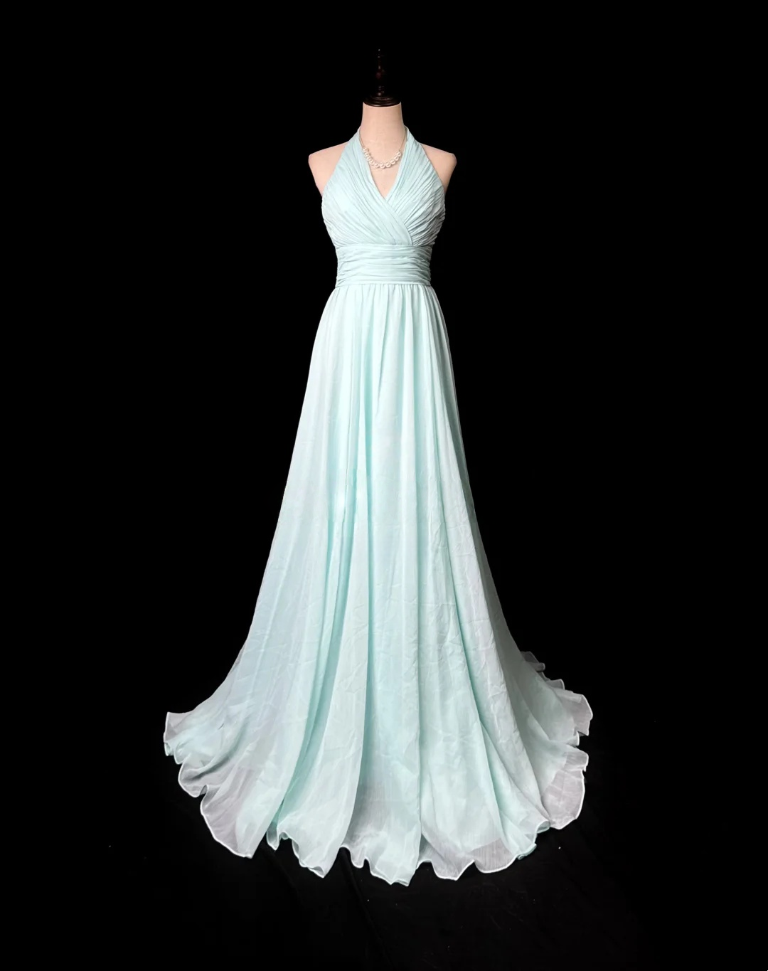 Halter Chiffon A Line Prom Dress Formal Wedding Guest Dress  P553