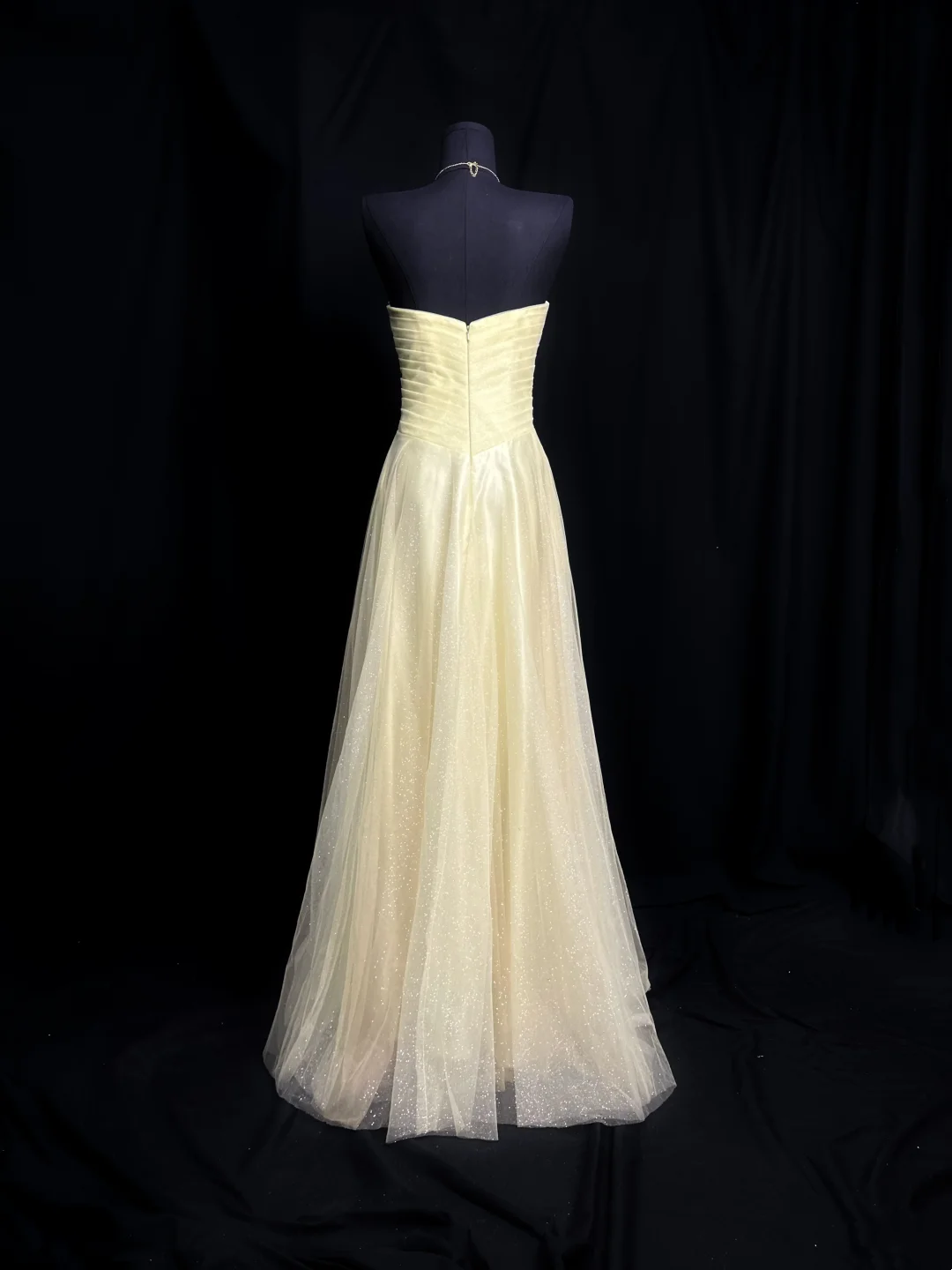 Sweetheart Yellow Tulle Bridesmaid Dress Sparkle A Line Prom Dress  P556