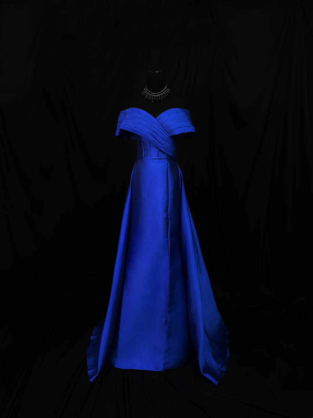 Off The Shoulder Royal Blue Prom Dress Satin A Line Formal Dress  P559