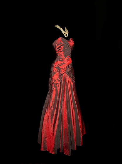 Strapless Burgundy Sheath Prom Dress Formal Evening Dress  P56