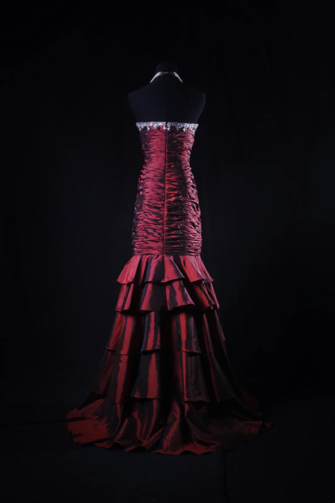 Sweetheart Burgundy Prom Dress Beaded Layered Evening Dress Birthday Dress  P562