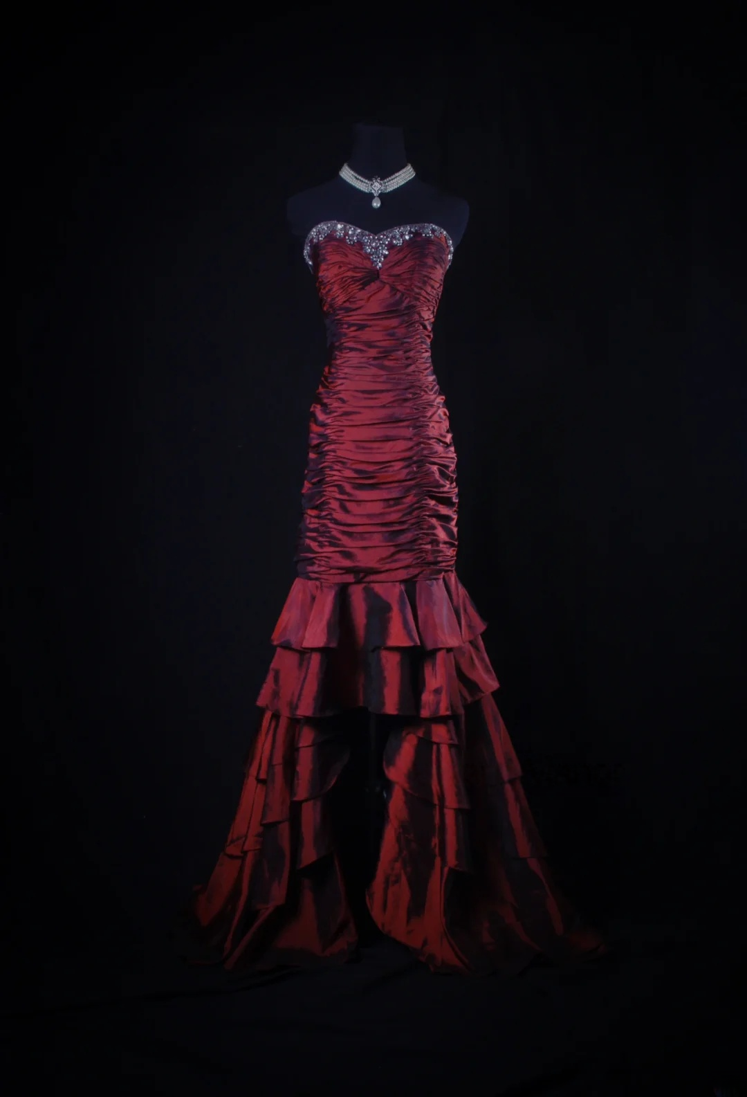 Sweetheart Burgundy Prom Dress Beaded Layered Evening Dress Birthday Dress  P562