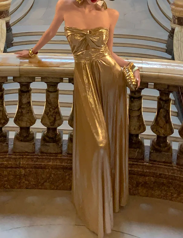 Strapless A Line Formal Prom Dress Metal Evening Party Dress  P567