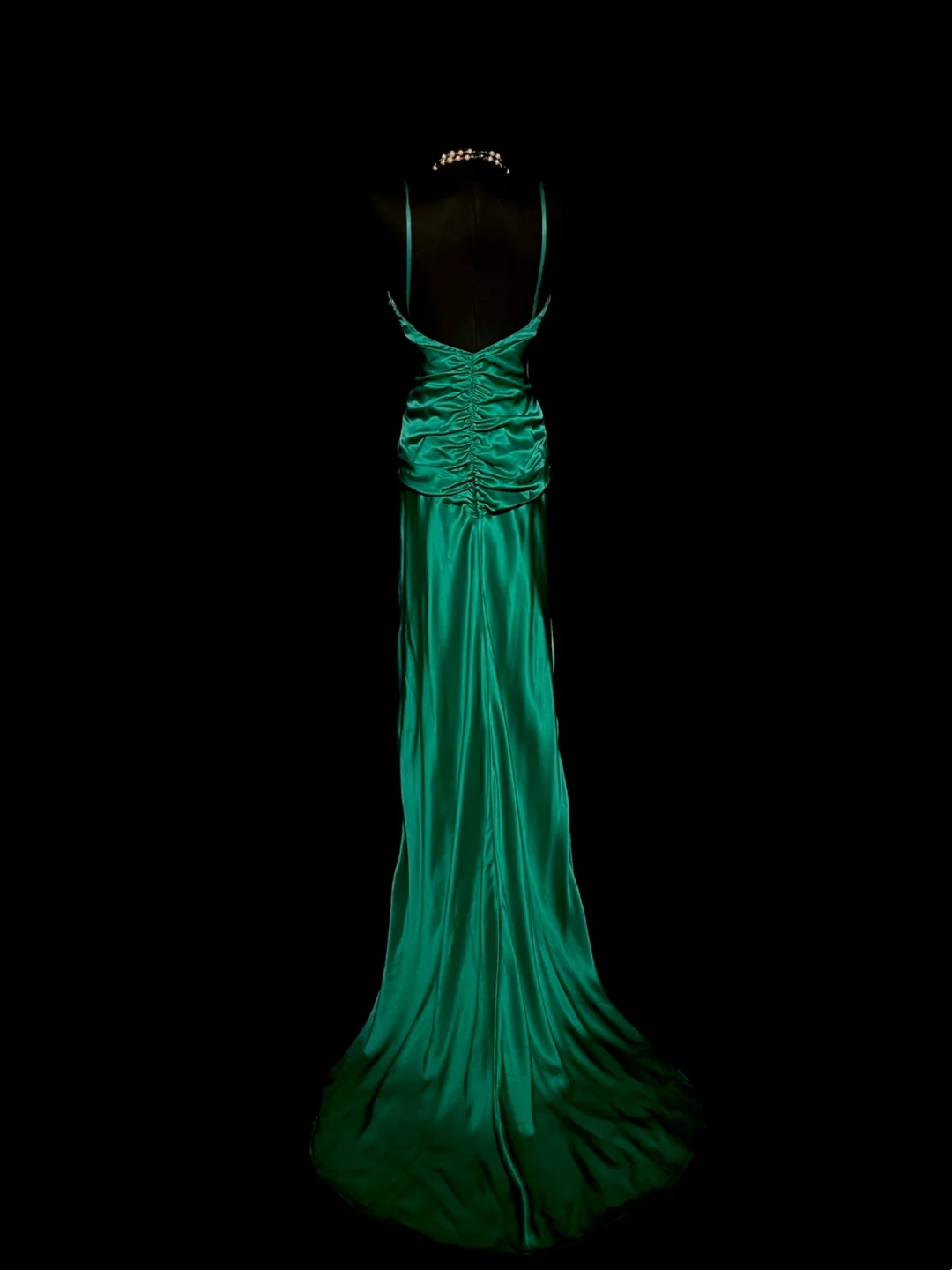 V Neck Green Satin Sheath Prom Dress Formal Evening Dress  P57