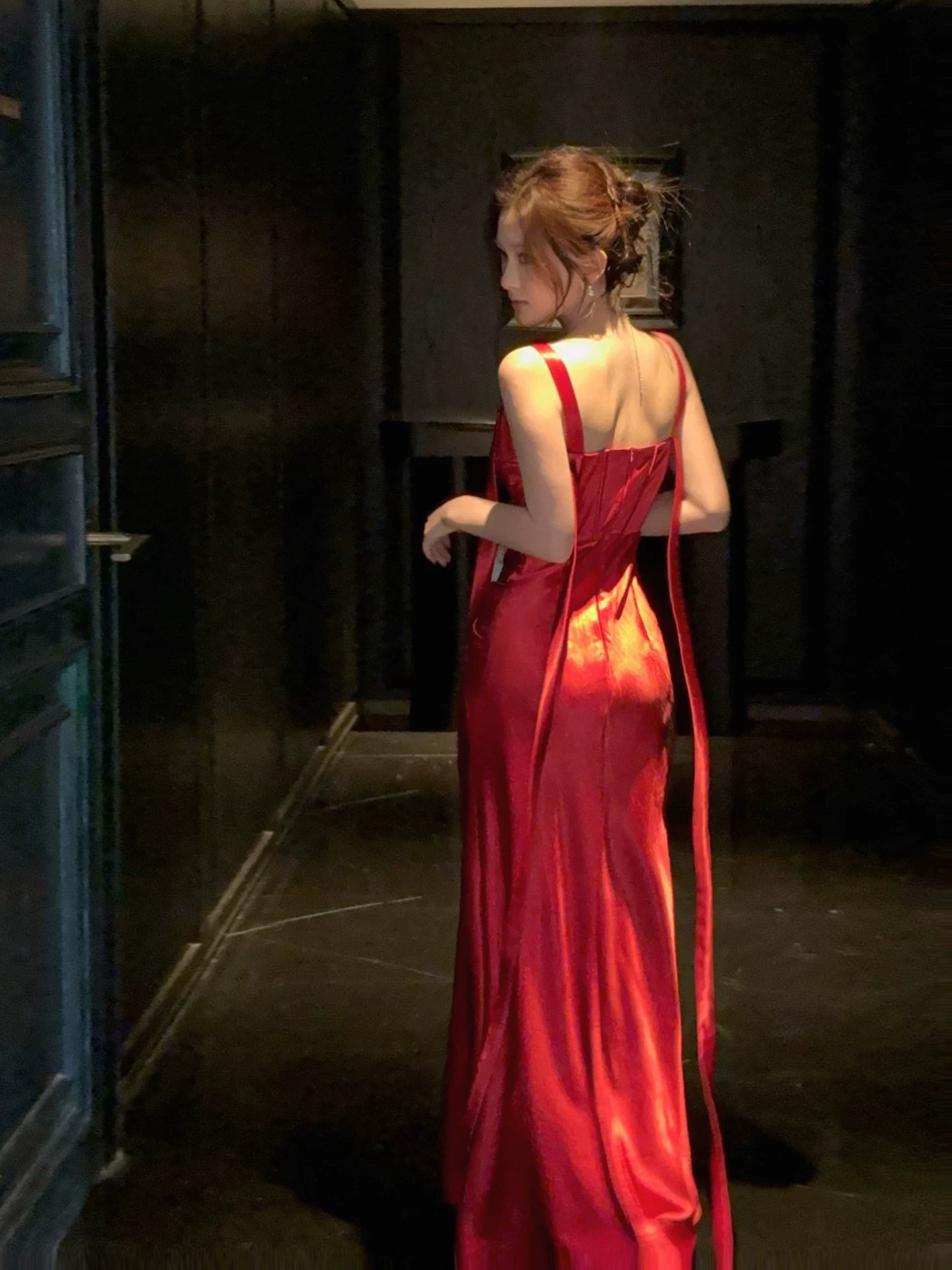 Red Satin Prom Dress Sheath Evening Gown Cocktail Dress  P581