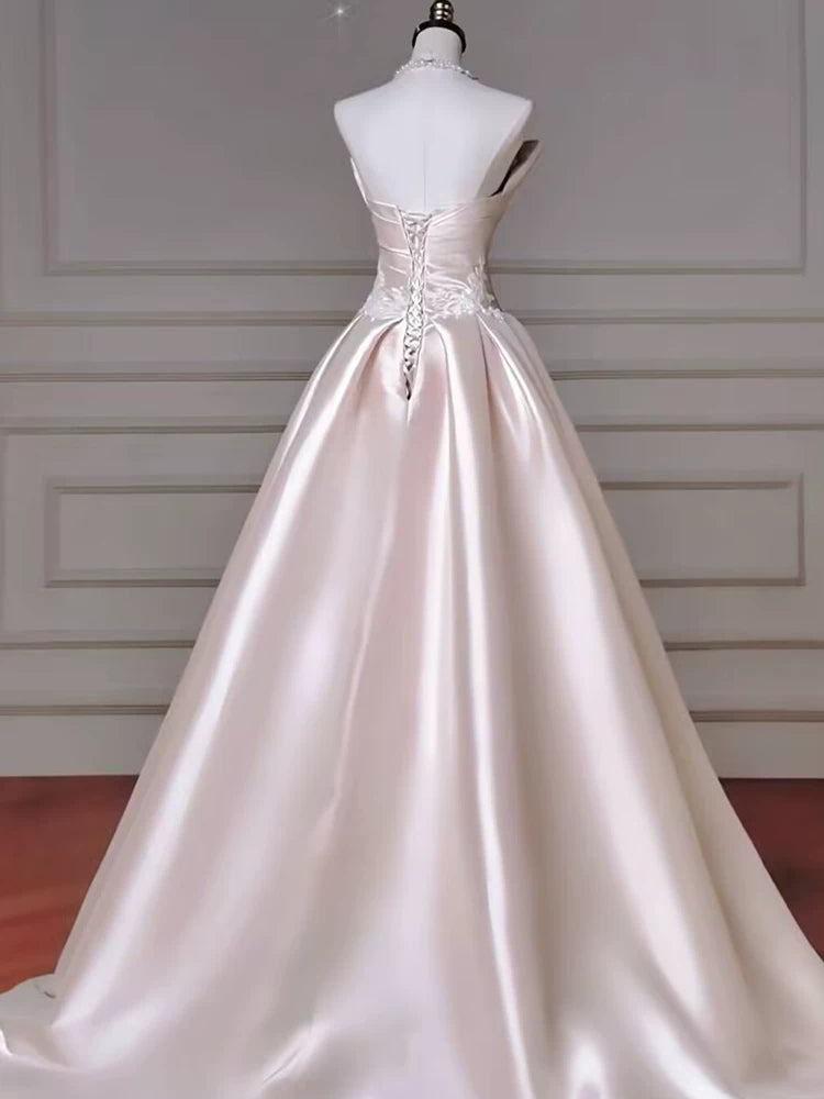 Off The Shoulder Pink Satin Prom Dress A Line Birthday Dress For Teens  P592