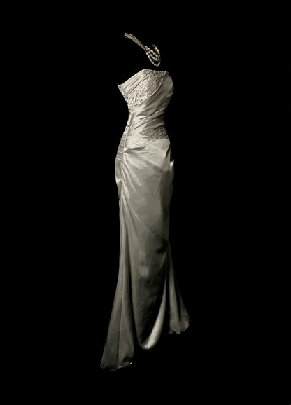 Strapless Gary Satin Prom Dress Formal Party Dress Evening Dress  P60