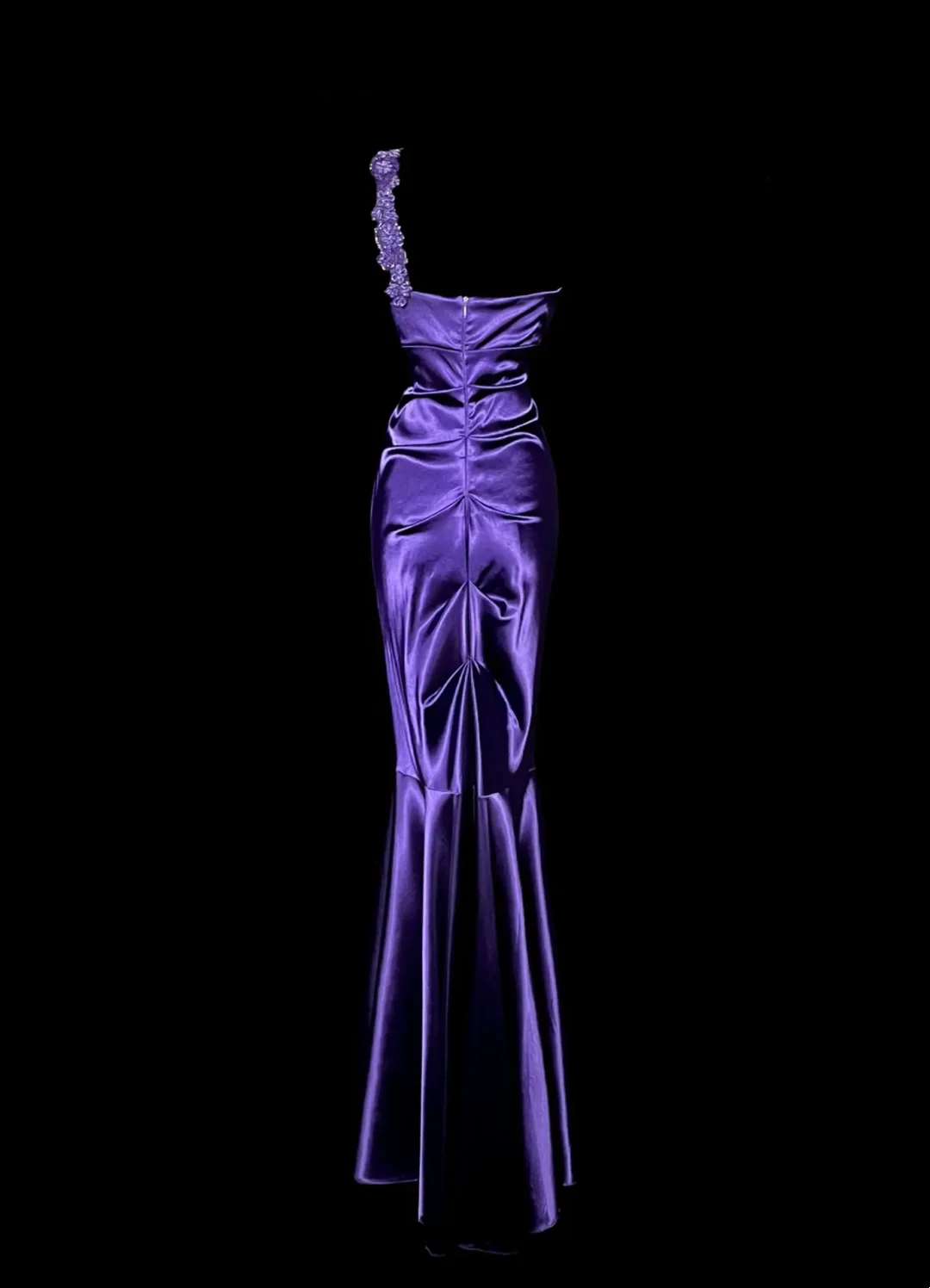 One Shoulder Purple Satin Prom Dress Formal Party Dress Evening Dress  P61