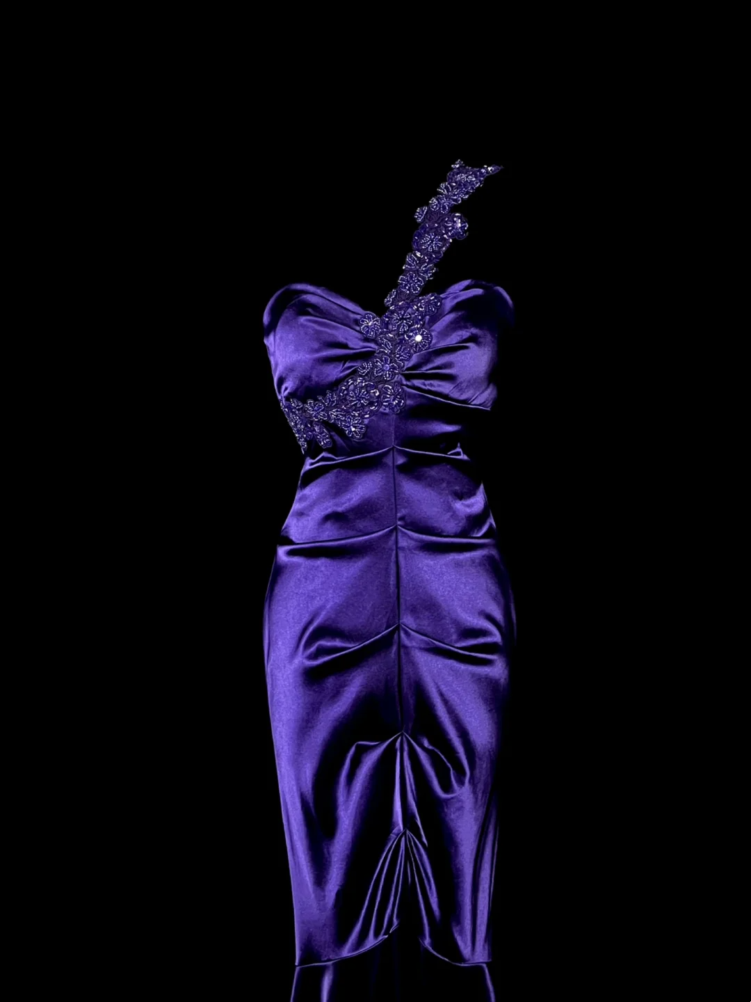 One Shoulder Purple Satin Prom Dress Formal Party Dress Evening Dress  P61