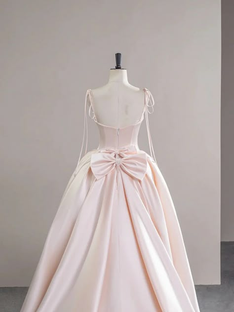 Baby Pink Satin Spaghetti Strap Long Prom Dress  P613