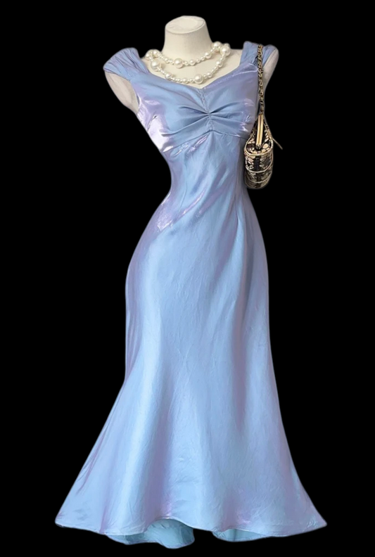 Blue Mermaid Birthday Dress Retro Formal Party Dress  P614