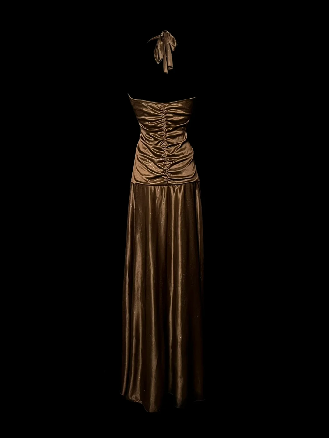 Halter Coffee Satin Prom Dress Formal Party Dress Evening Dress  P62