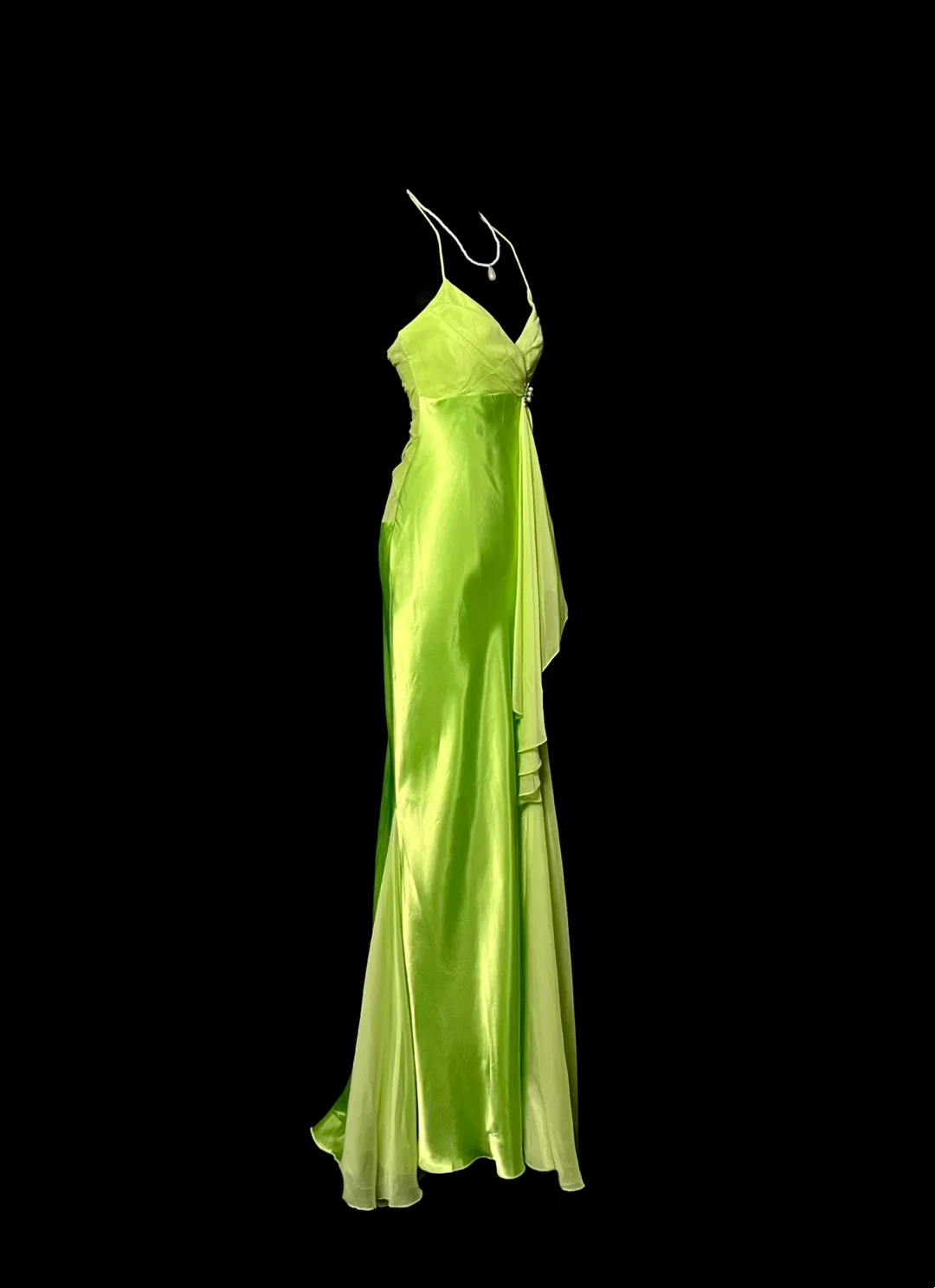 Halter Green Satin Prom Dress Formal Party Dress Evening Dress  P65
