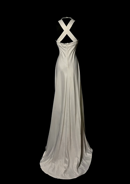 V Neck Ivory Wedding Dress For Bridal Formal Evening Dress  P66