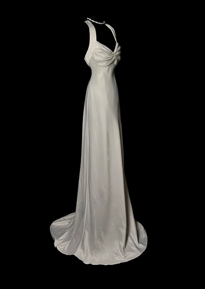 V Neck Ivory Wedding Dress For Bridal Formal Evening Dress  P66