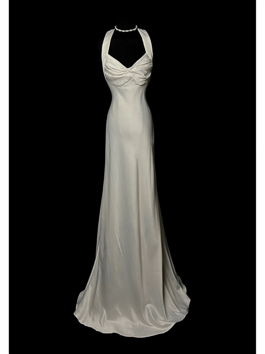 V Neck Ivory Wedding Dress For Bridal Formal Evening Dress  P66