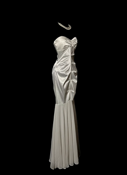 Sweetheart Ivory Sheath Prom Dress Satin Formal Dress  P68